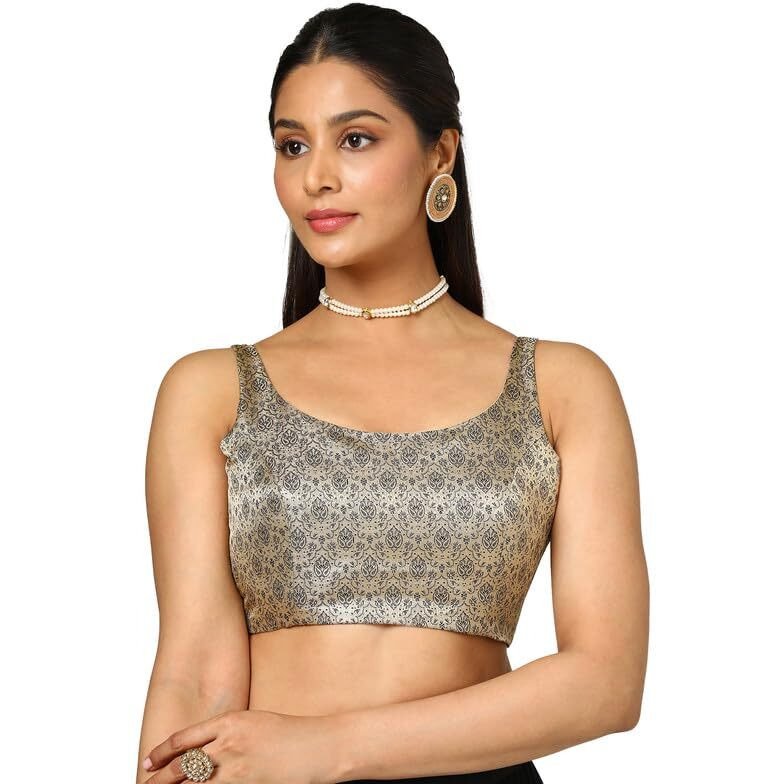 Soch Womens Black Tussar Woven Design Blouse