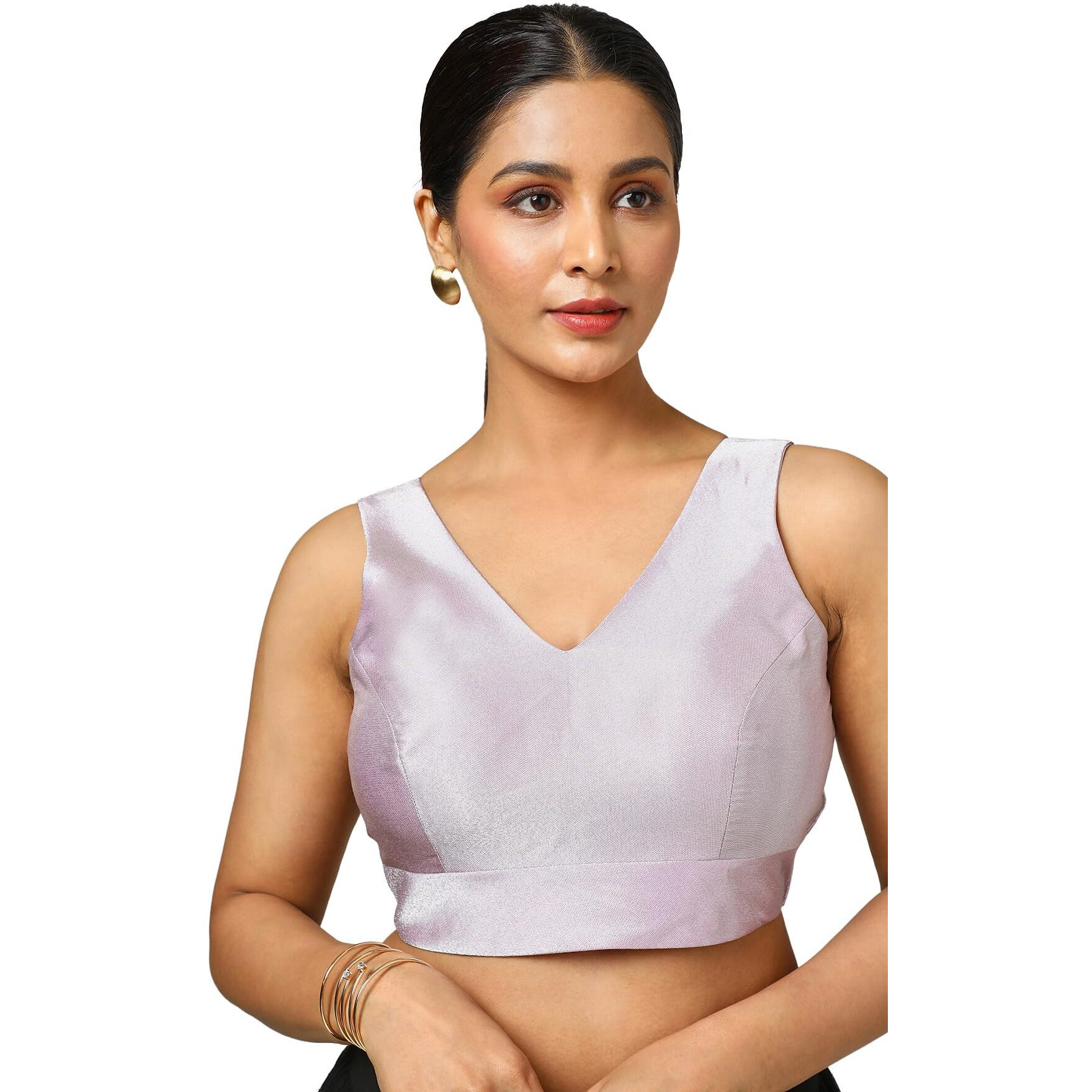 Soch Women's Tissue Zari Woven Sleeveless Regular Fit Blouse (Blslsld00670_Purple 34)