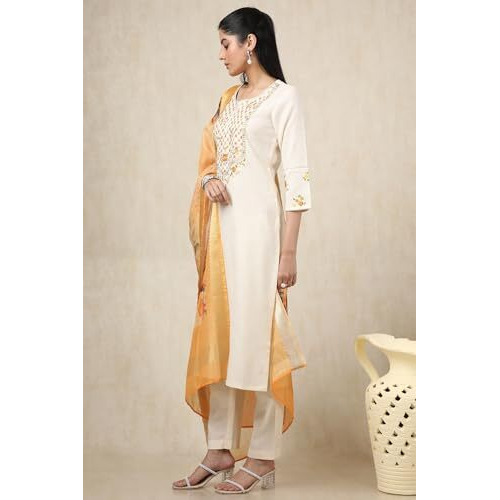 Soch Women's Ruby Silk Salwar Suit Set (Ews5Cd21500_Off White