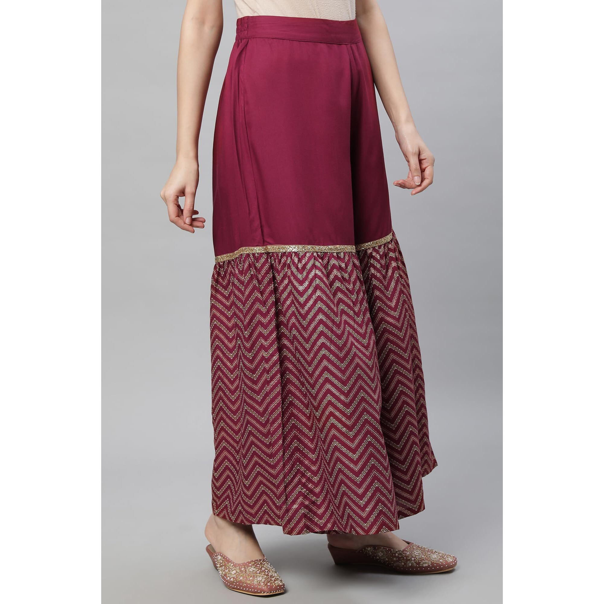 Aurelia Printed Strechable Sharara For Women | Ankle Length Sharara For Women