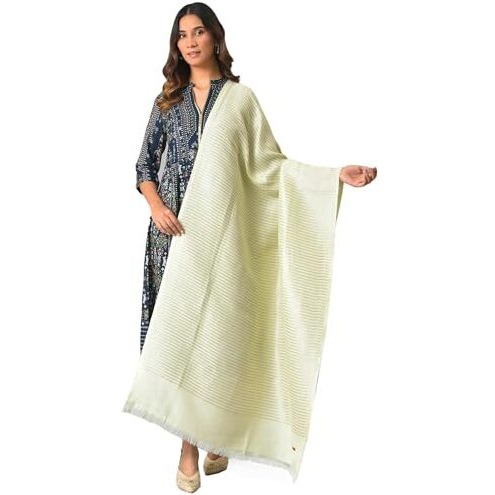 W For Woman Light Green Stripe Lurex Shawl