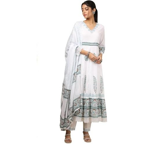 Soch Women's Cotton Salwar Suit Set (Cws5Cd21552_Off White