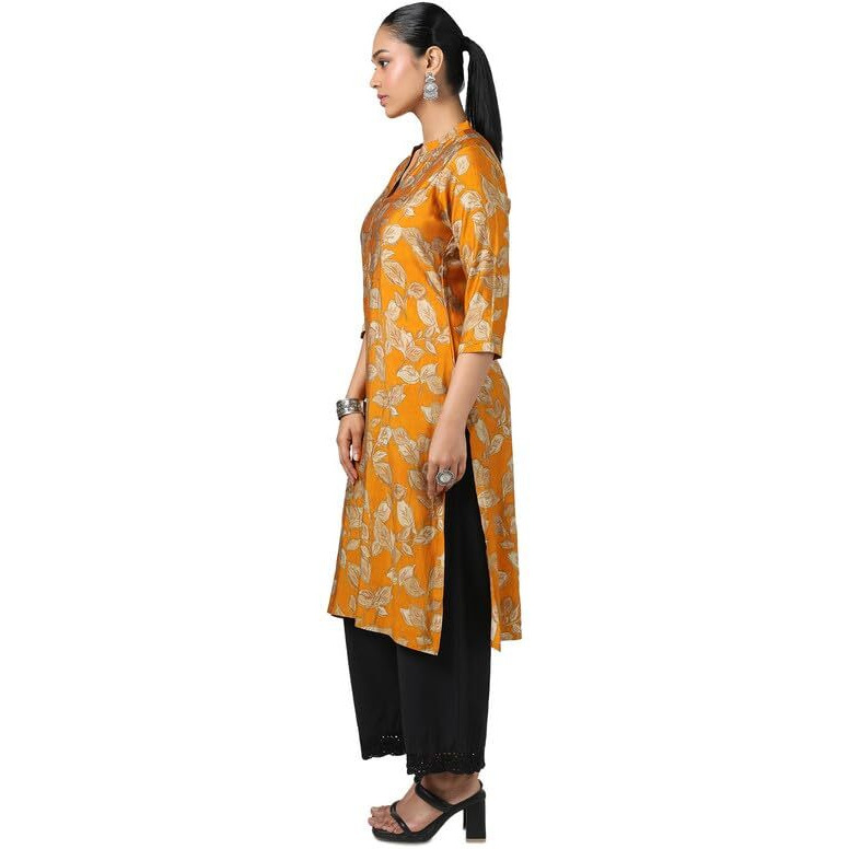 Soch Womens Mustard Muslin Floral Print Kurta