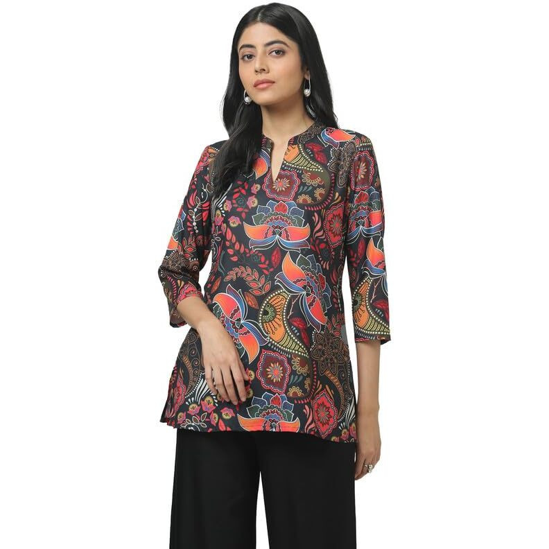 Soch Womens Black Crepe Ethnic Motifs Tunic