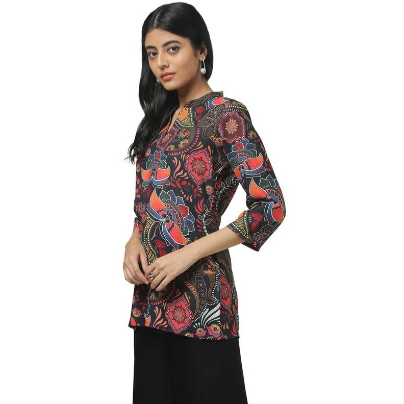 Soch Womens Black Crepe Ethnic Motifs Tunic