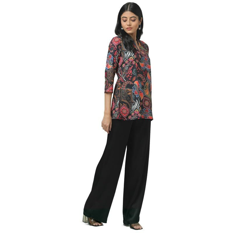 Soch Womens Black Crepe Ethnic Motifs Tunic