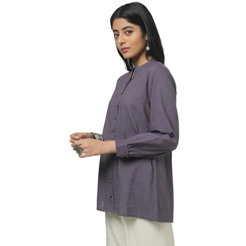 Soch Womens Purple Cotton Slub Solid Tunic