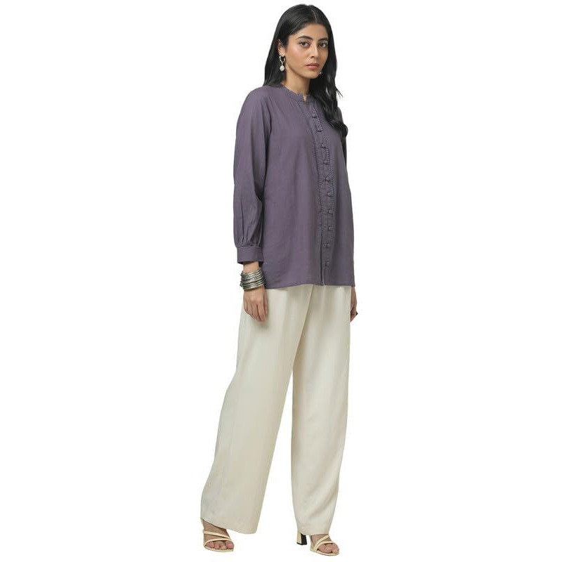 Soch Womens Purple Cotton Slub Solid Tunic