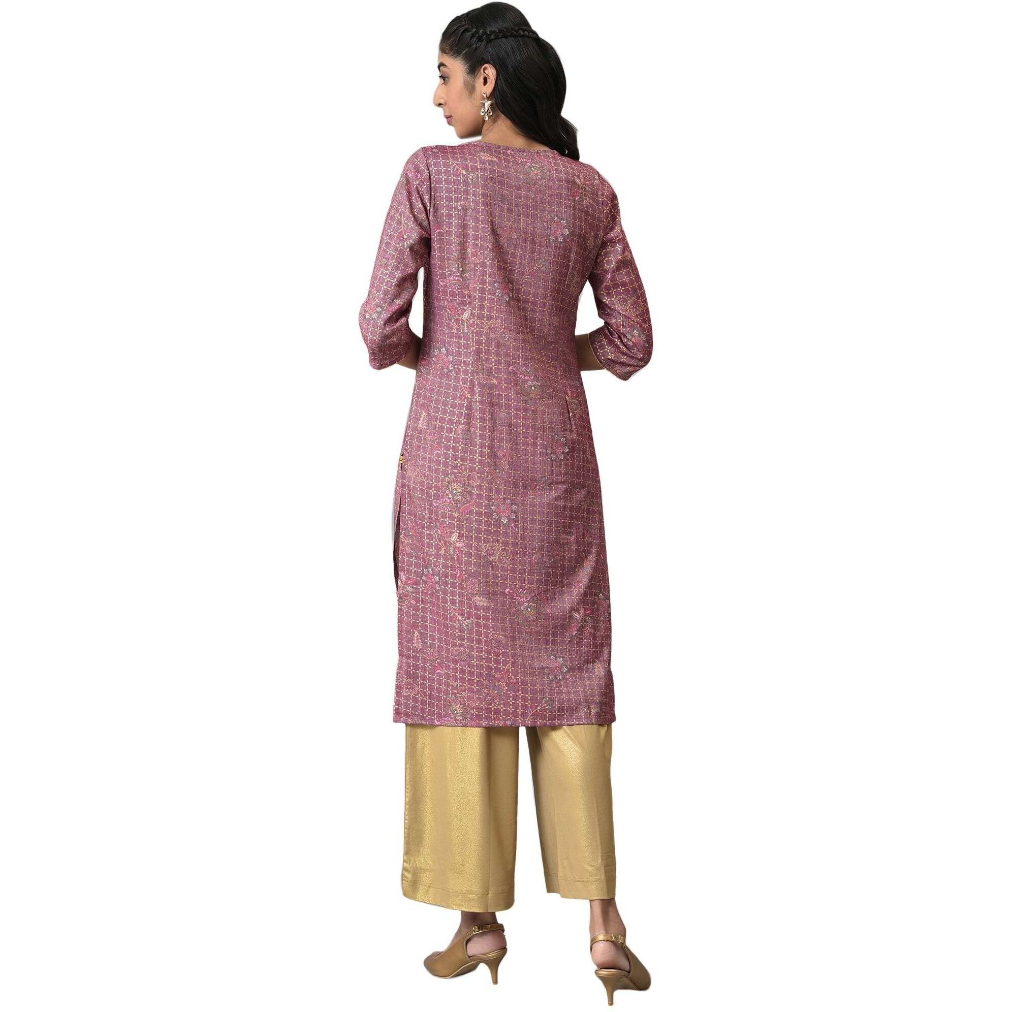 Aurelia Purple Foil Sequin Blend Regular Kurta