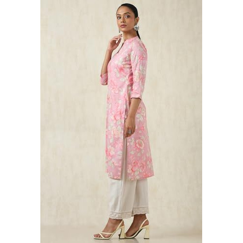 Soch Women's Cotton Botanical Regular Kurta (Cws5Ku61081_Pink