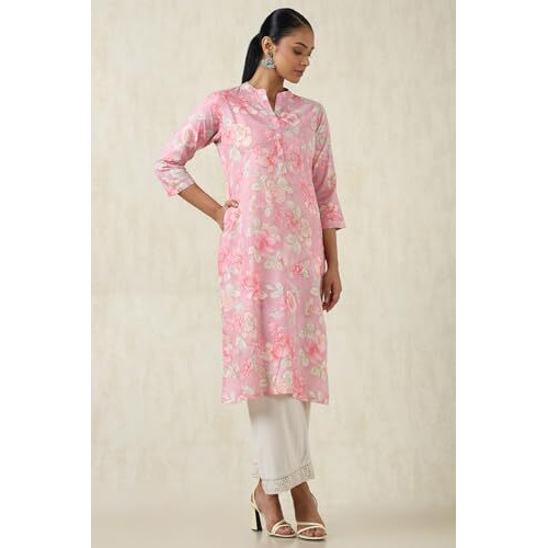 Soch Women's Cotton Botanical Regular Kurta (Cws5Ku61081_Pink