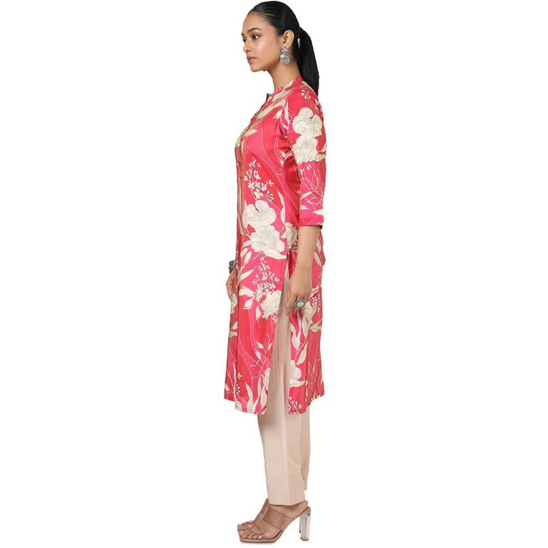 Soch Womens Fuchsia Tissue Floral Print Kurta