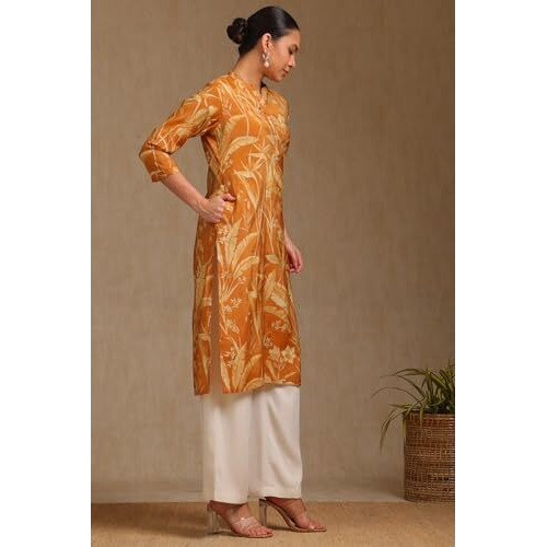Soch Women's Tissue Botanical Regular Kurta (Cws5Ku61084_Mustard