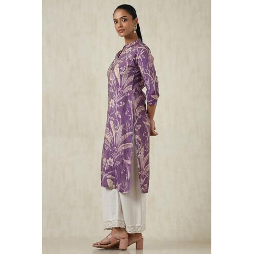 Soch Women's Tissue Botanical Regular Kurta (Cws5Ku61084_Purple