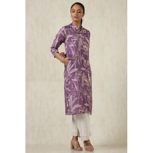 Soch Women's Tissue Botanical Regular Kurta (Cws5Ku61084_Purple