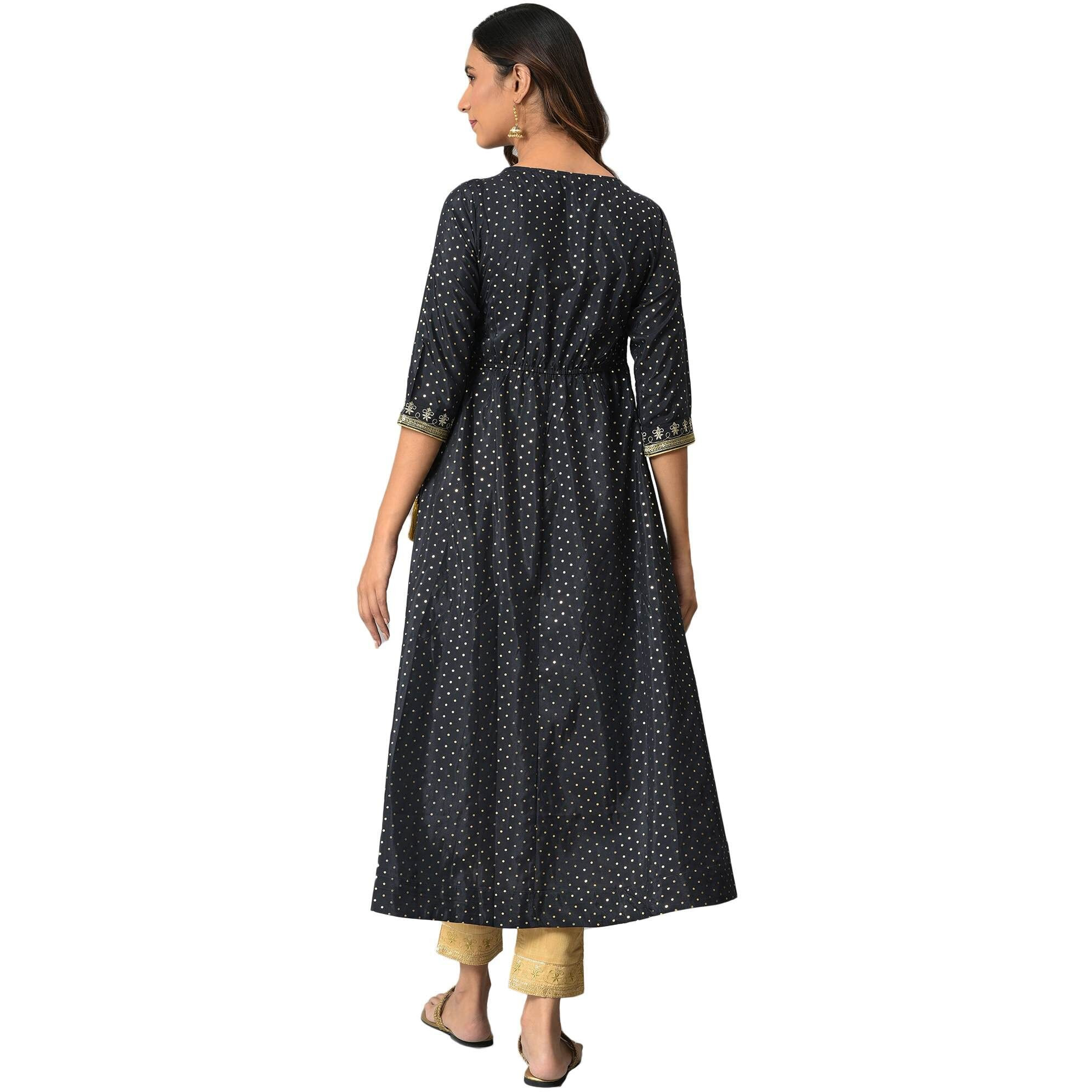 Aurelia Women's Polyester Regular Kurta (22Aua13504-505445_Navy