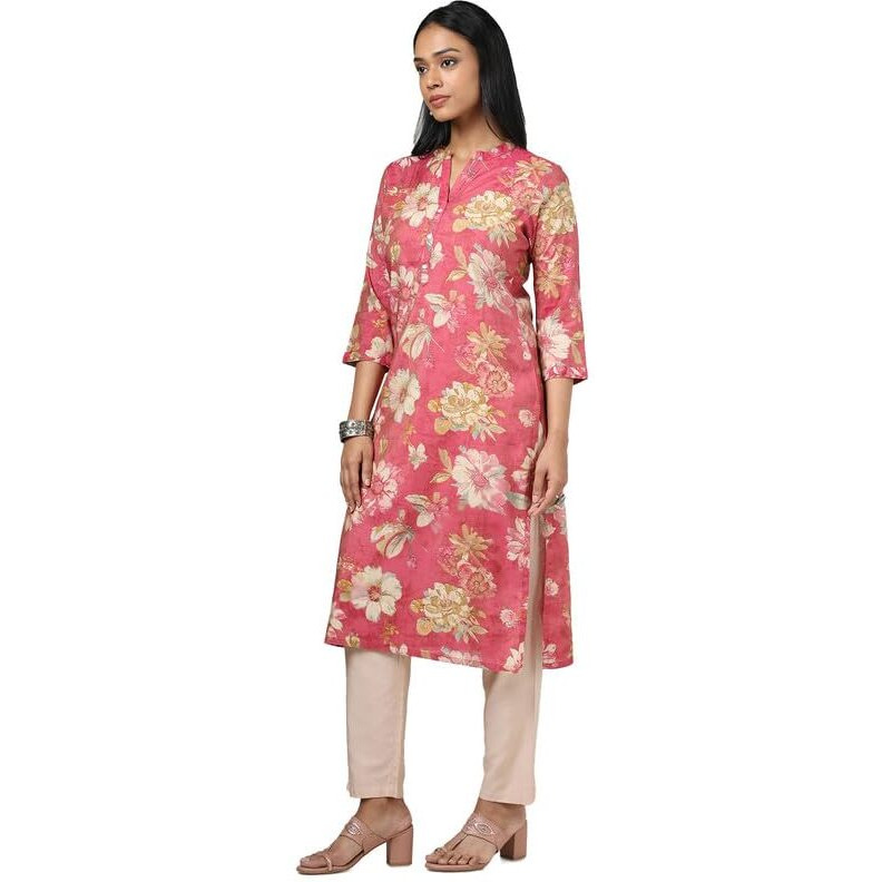 Soch Womens Pink Tissue Floral Print Kurta