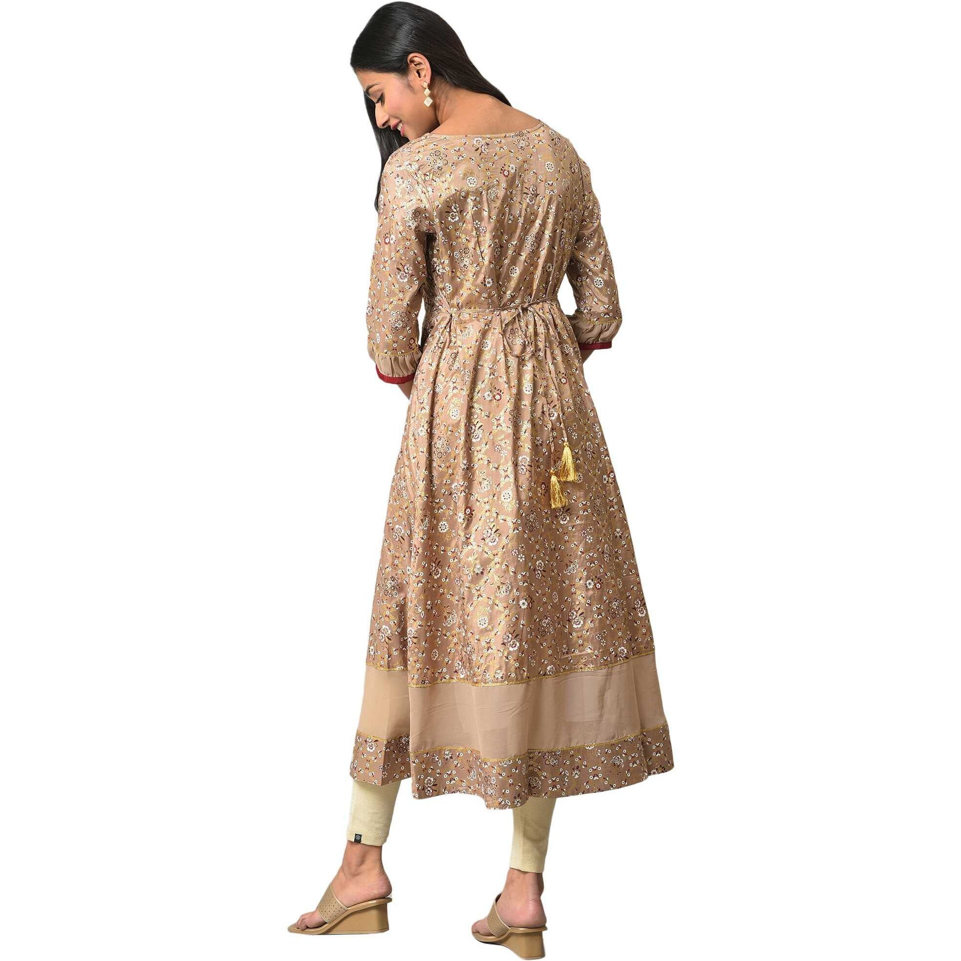 Aurelia Women's Viscose Regular Kurta (22Aua13503-506032_Beige