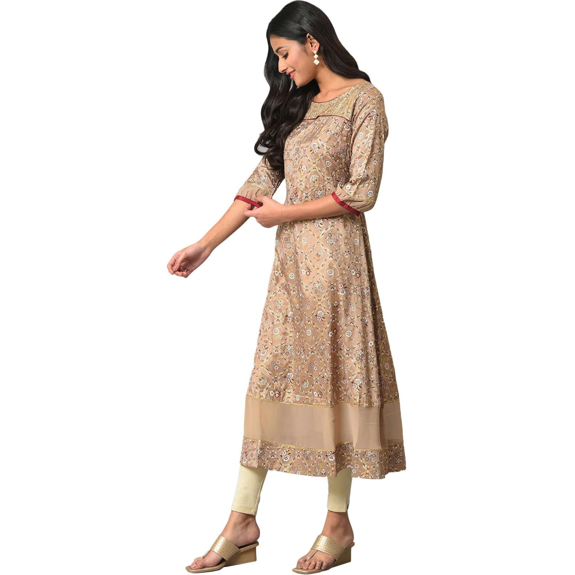 Aurelia Women's Viscose Regular Kurta (22Aua13503-506032_Beige