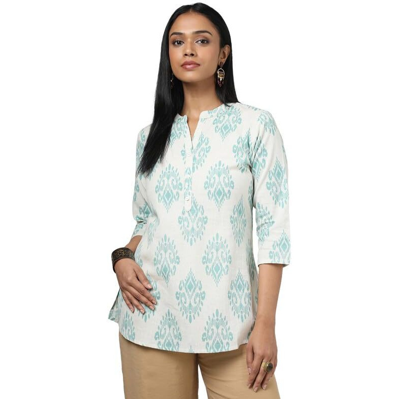 Soch Womens Beige Cotton Flex Ethnic Motifs Tunic