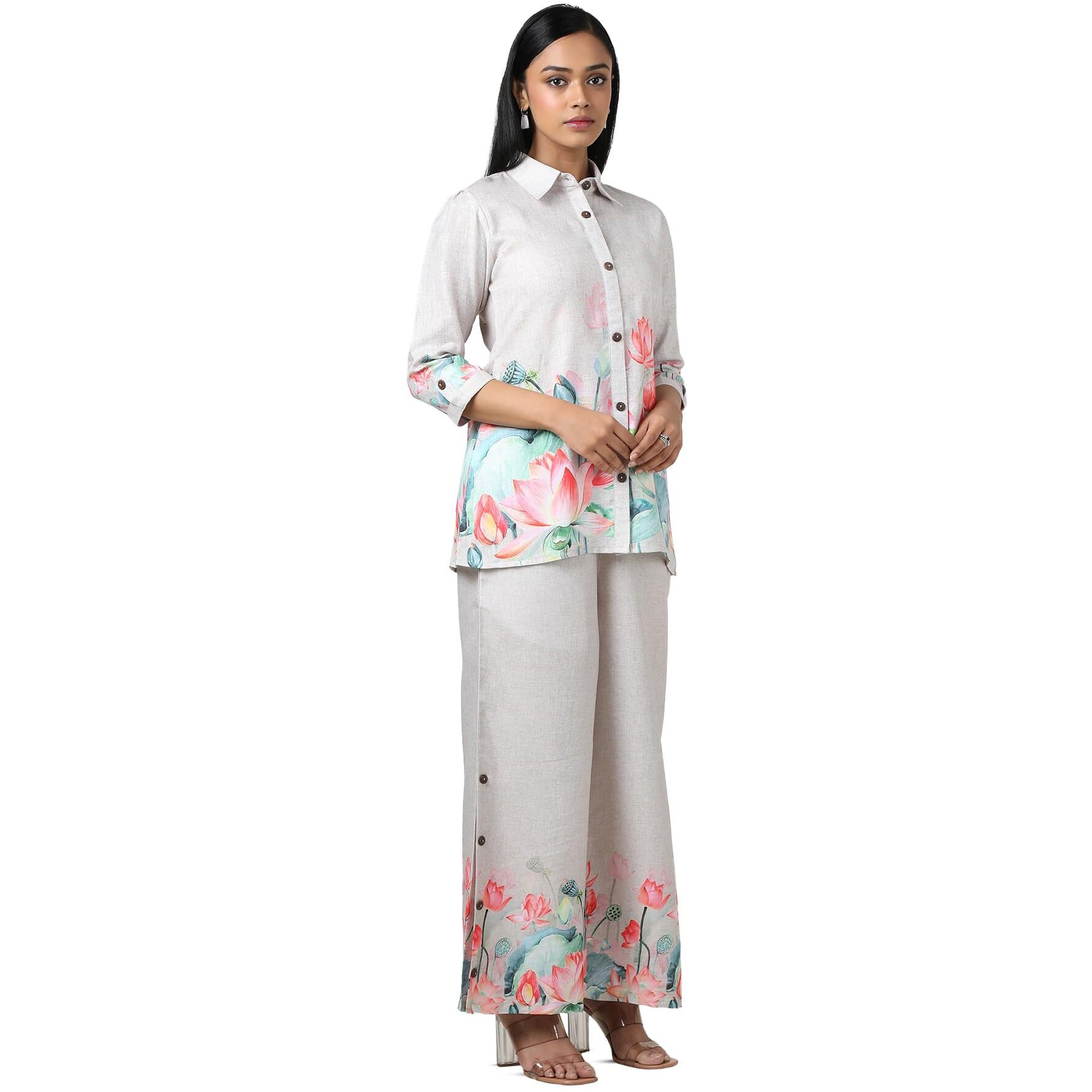 Soch Women's Linen Co-Ords Set (Fws5Ks10700A_Beige