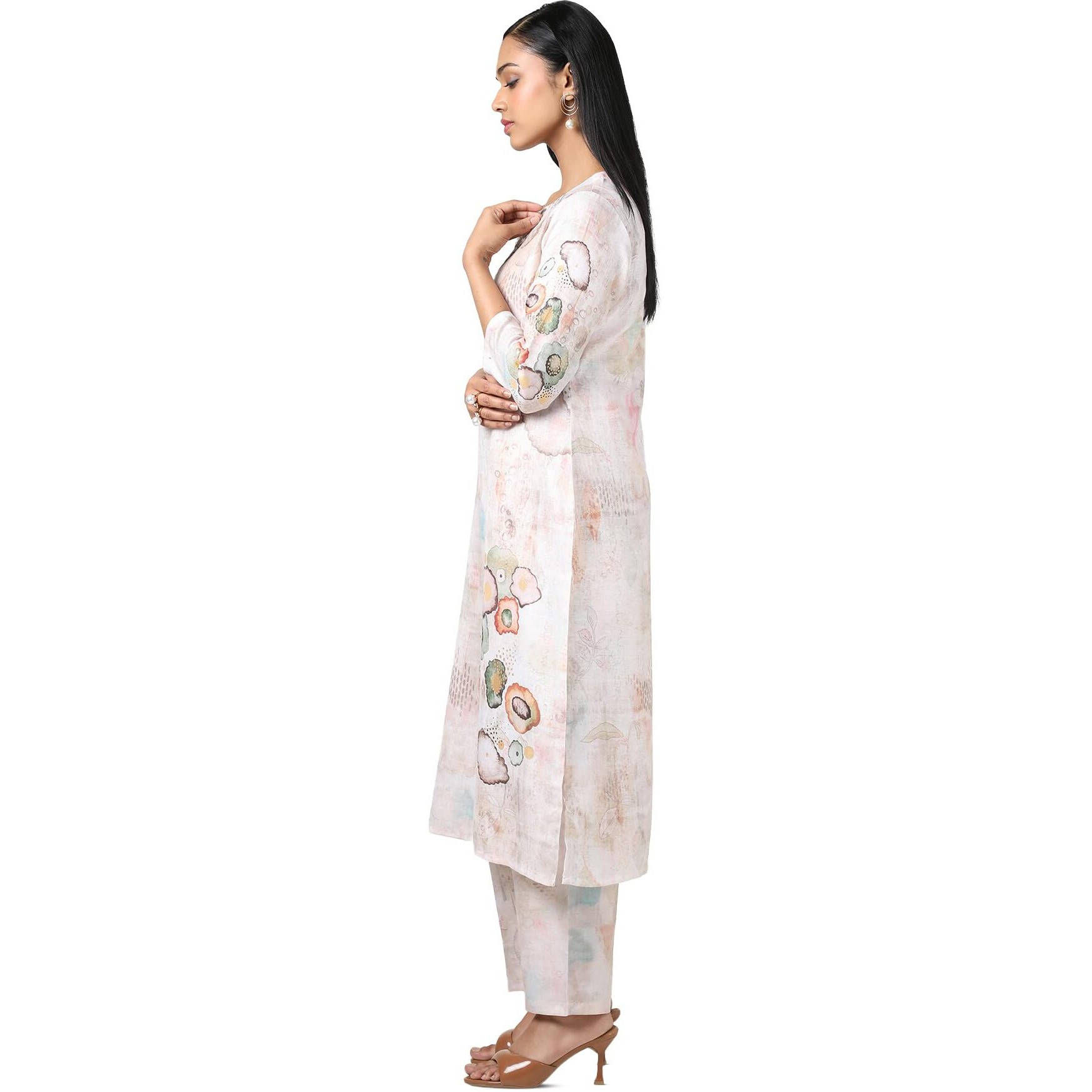 Soch Women's Linen Kurta Set (Cws5Ks10696A_Beige