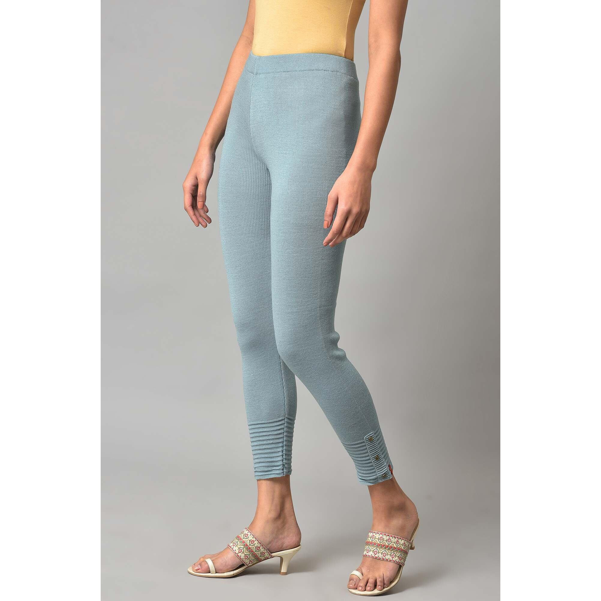 W For Woman Light Blue Acrylic Winter Leggings_22Now60421-217467_M