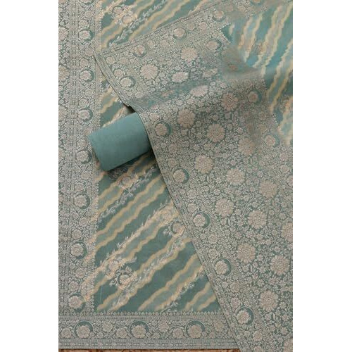 Soch Womens Green Tissue Embroidered Unstitch Dress Material With Zari