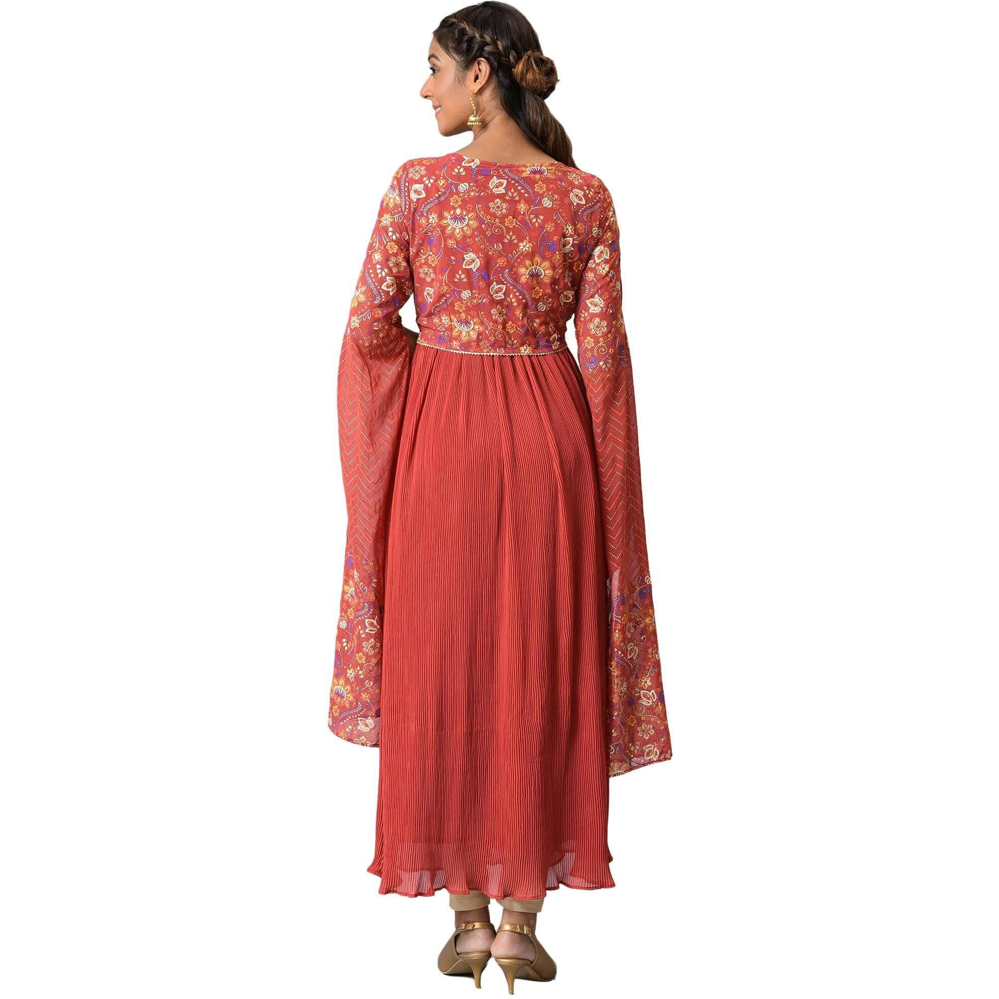 Aurelia Women Scarlet Floral Printed Straight Kurta_22Aua13493-506038_Xs