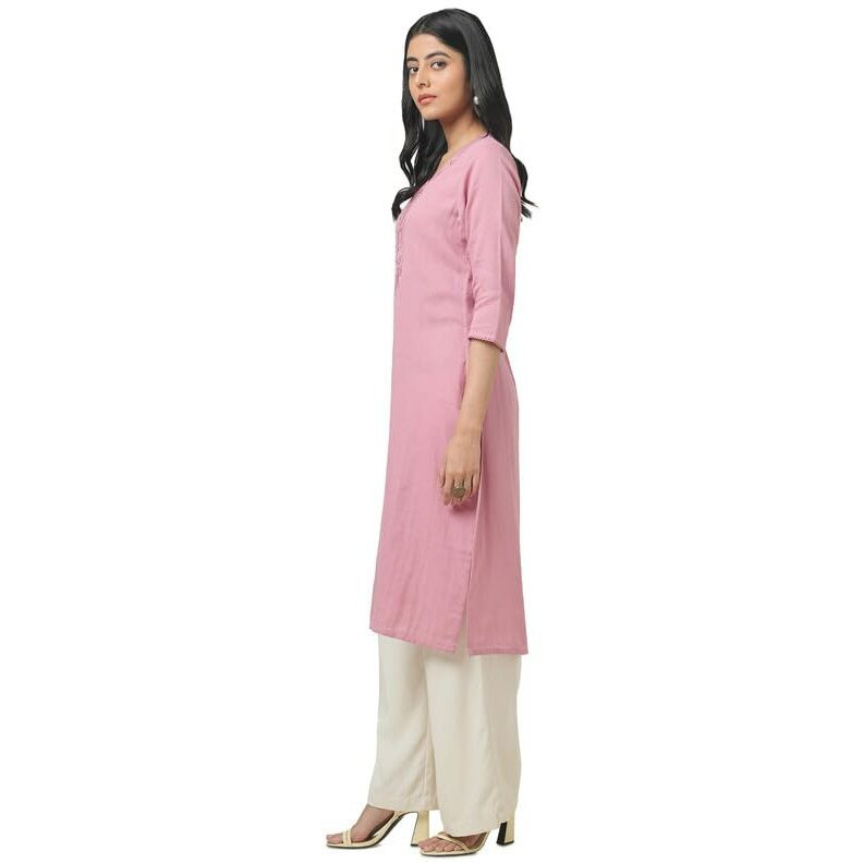Soch Womens Pink Cotton Embroidered Kurta With Thread Work