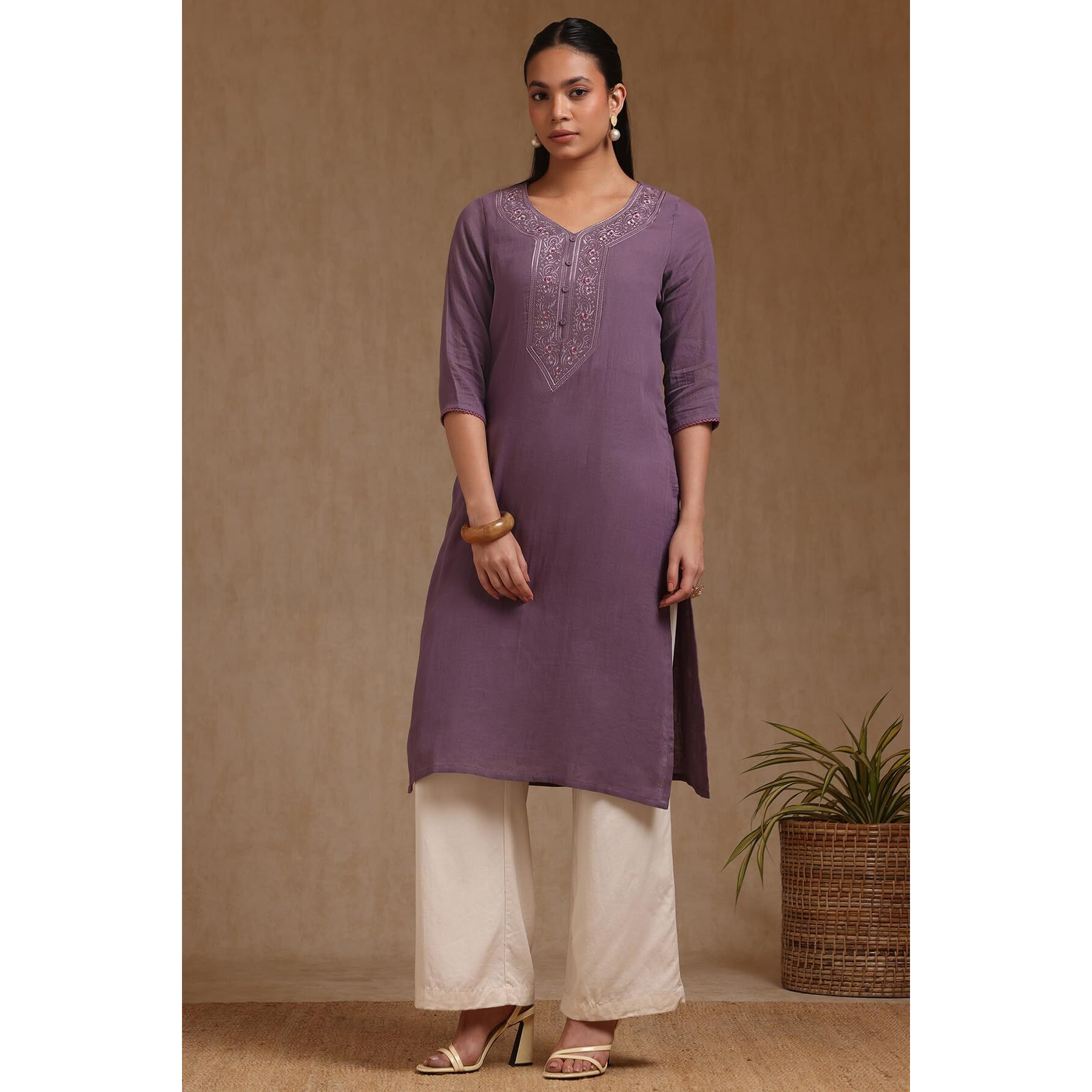 Soch Women's Cotton Regular Kurta (Cws5Ku61163_Purple
