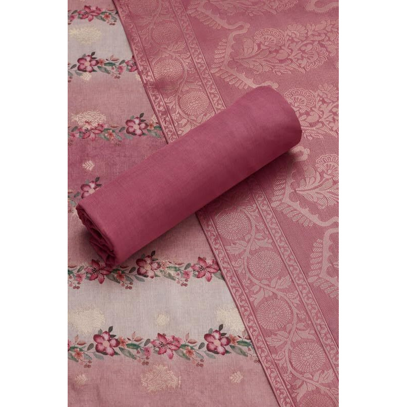 Soch Womens Blush Pink Chanderi Abstract Print Unstitch Dress Material With Sequins