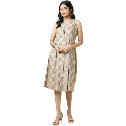 Soch Women's Cotton Blend Knee Length Dress (Cws5Ku61189_Green