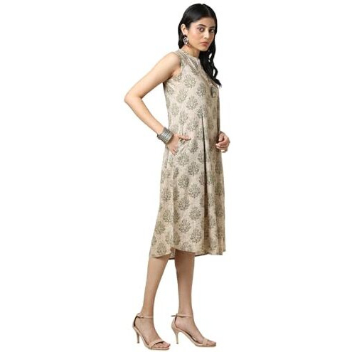 Soch Women's Cotton Blend Knee Length Dress (Cws5Ku61189_Green