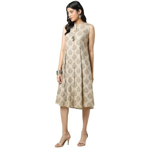 Soch Women's Cotton Blend Knee Length Dress (Cws5Ku61189_Green
