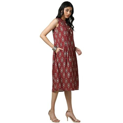 Soch Women's Cotton Blend Knee Length Dress (Cws5Ku61190_Maroon
