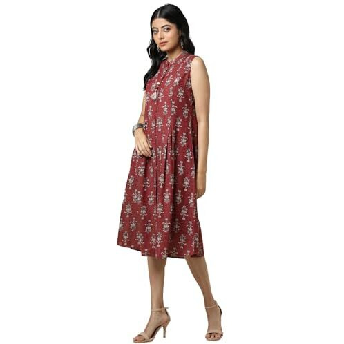 Soch Women's Cotton Blend Knee Length Dress (Cws5Ku61190_Maroon