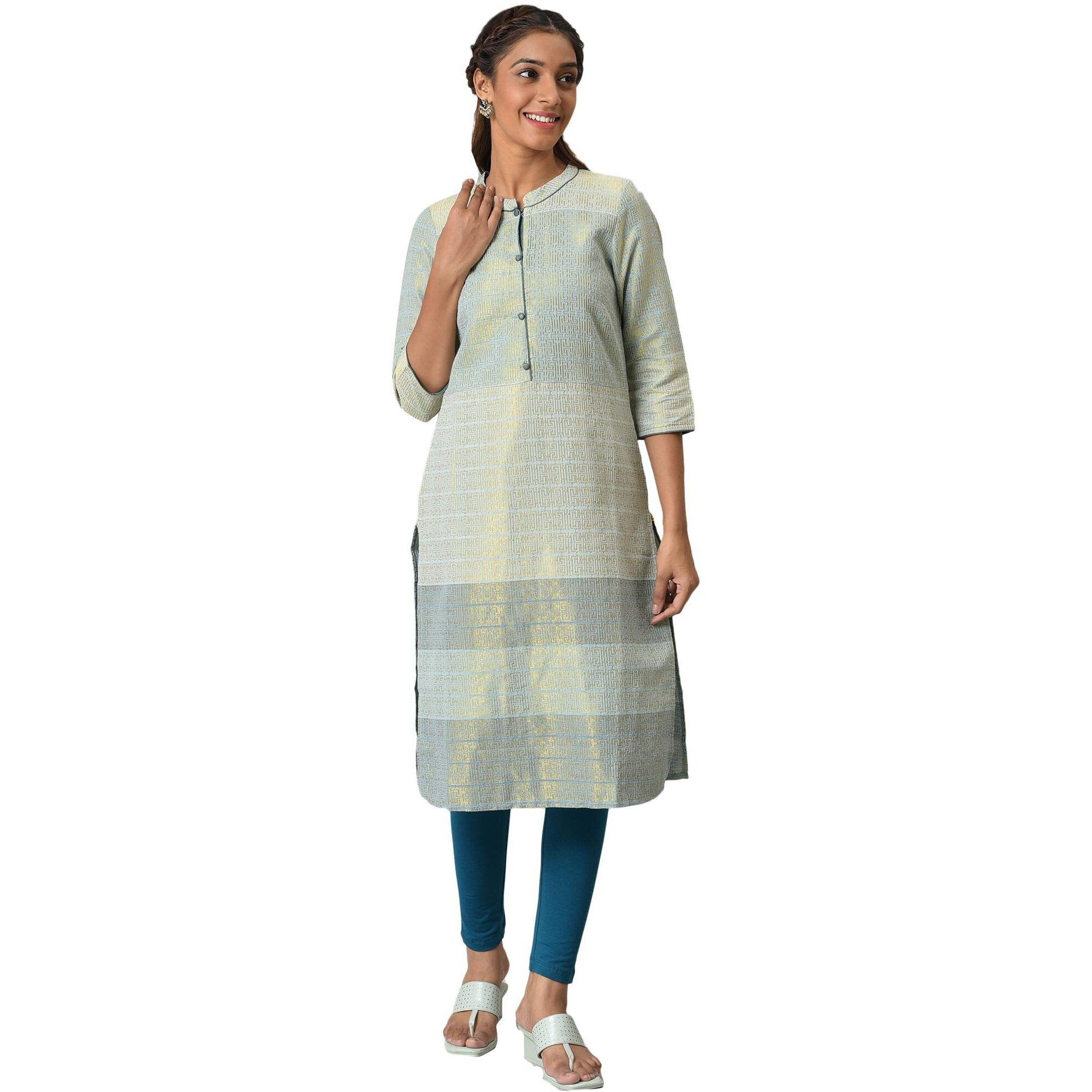 Aurelia Multi-Color Geometric Printed Printed Cotton Regular Kurta For Women