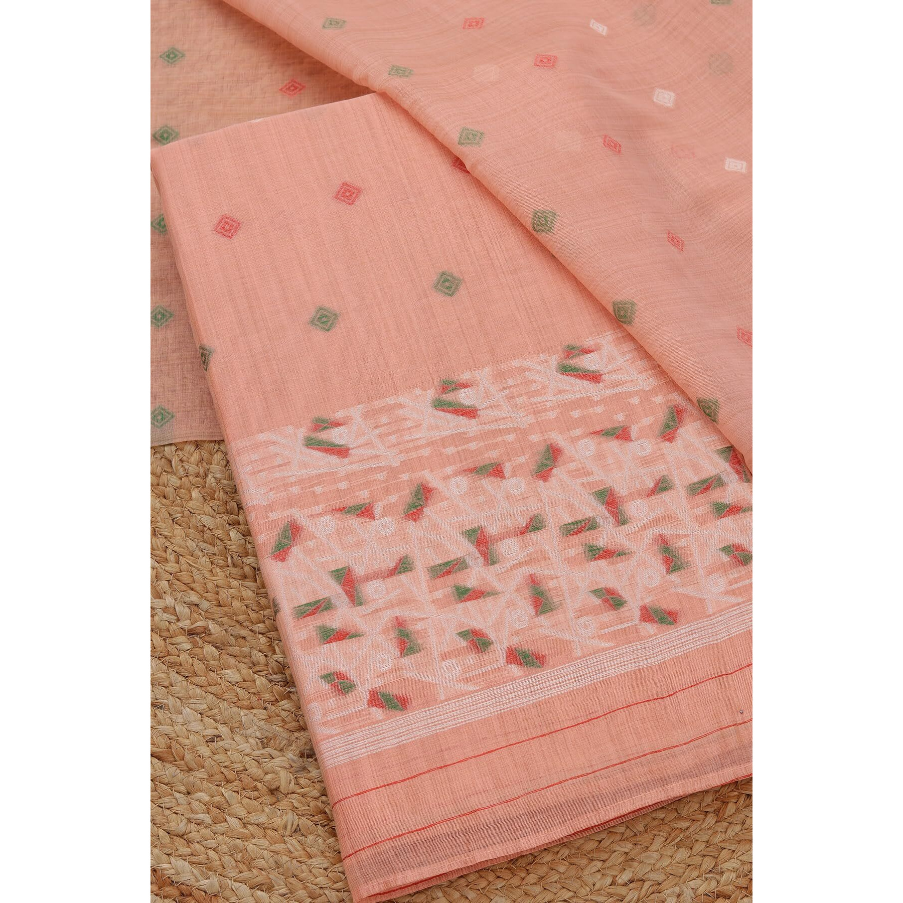 Soch Womens Peach Chanderi Woven Design Unstitch Dress Material