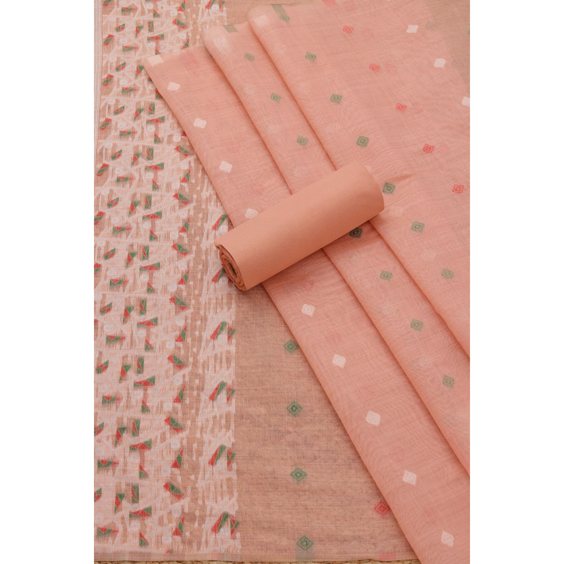 Soch Womens Peach Chanderi Woven Design Unstitch Dress Material