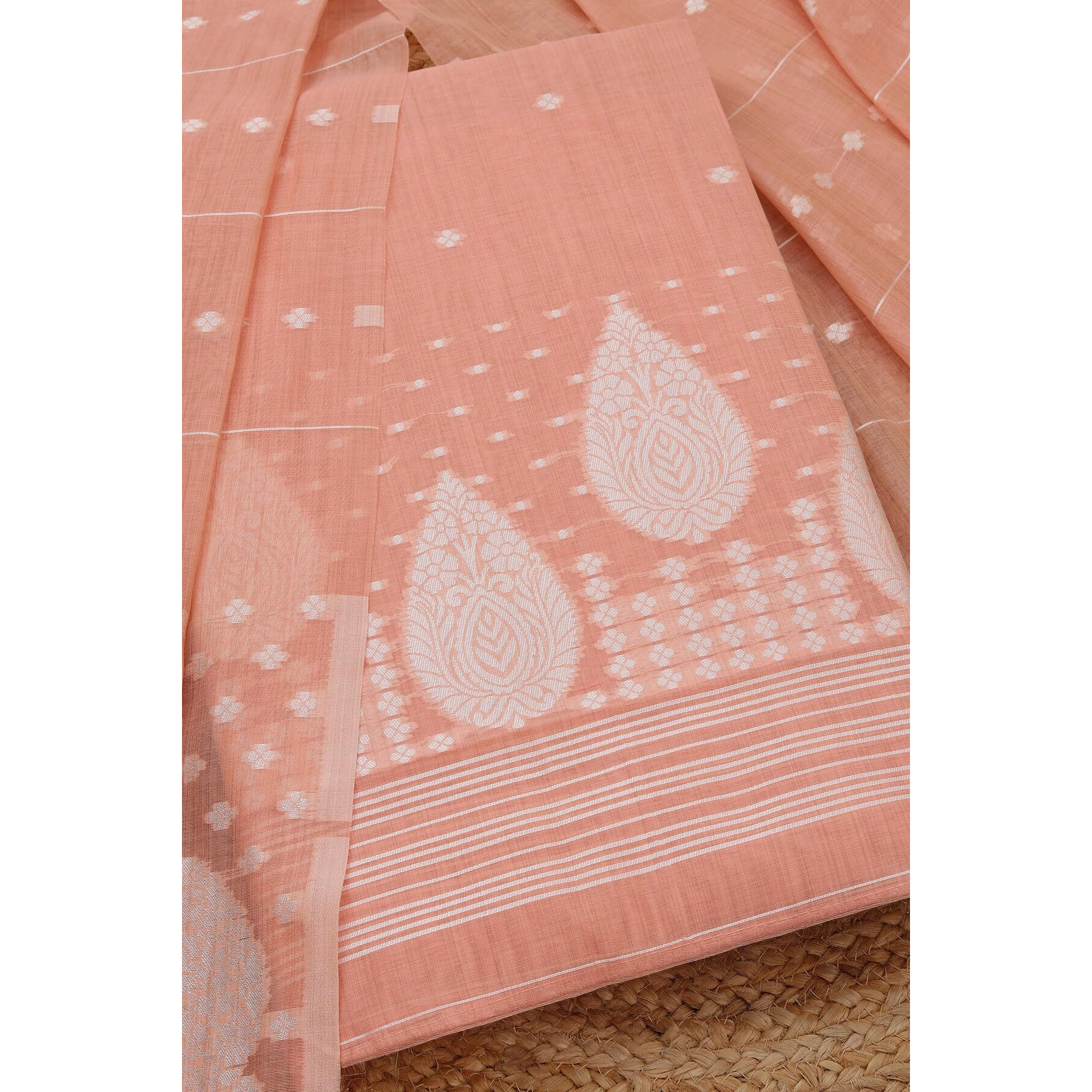Soch Womens Peach Chanderi Woven Design Unstitch Dress Material