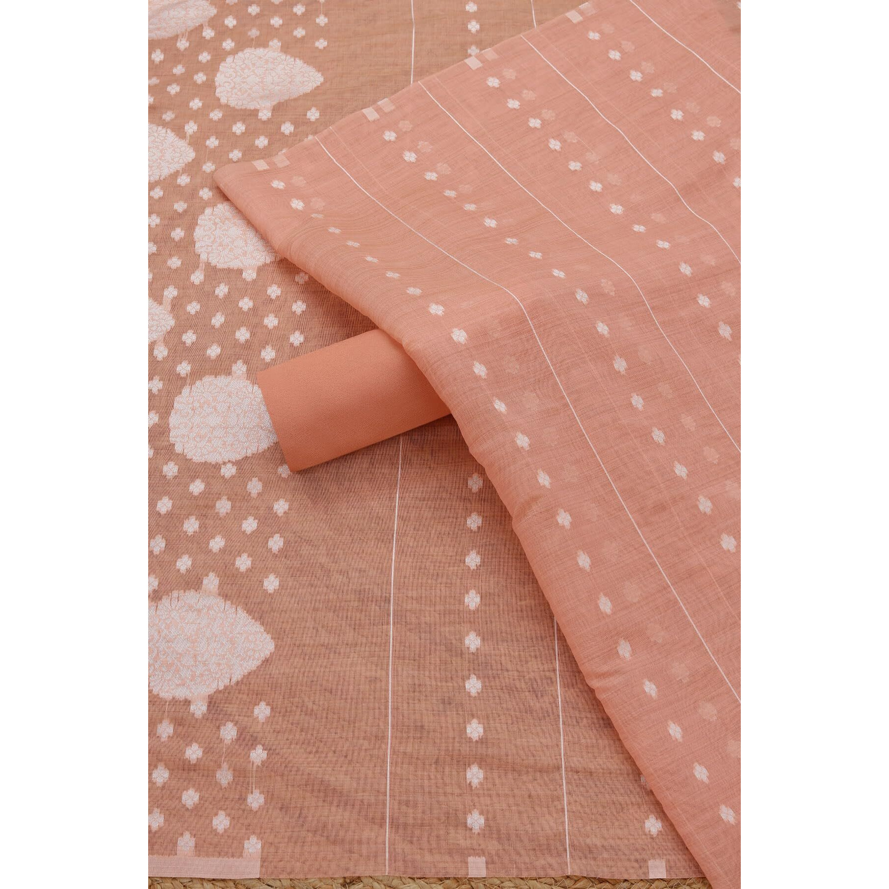 Soch Womens Peach Chanderi Woven Design Unstitch Dress Material