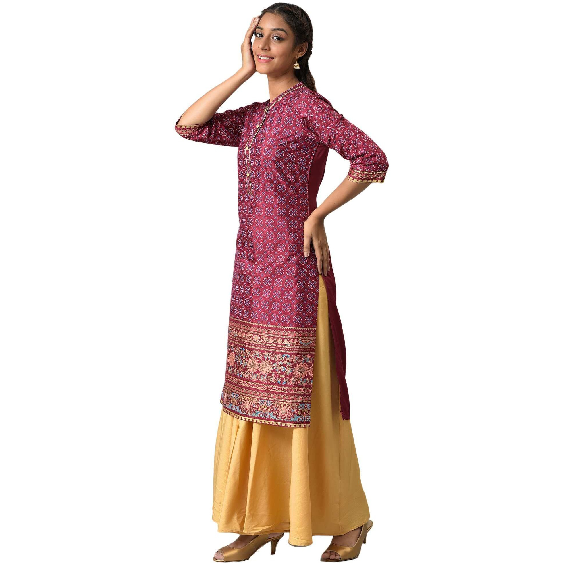 Aurelia Women's Viscose Regular Kurta (22Aua12664-504825_Maroon