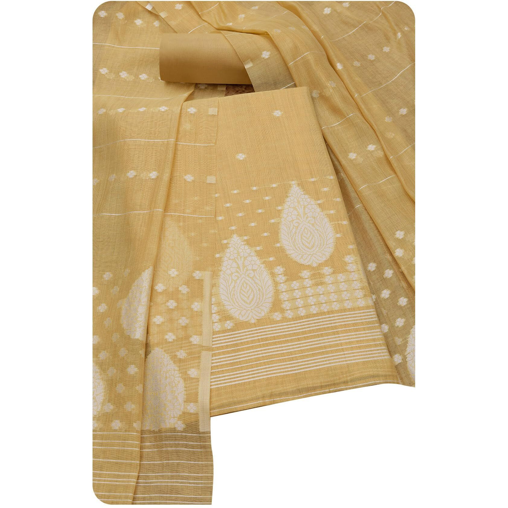 Soch Womens Yellow Chanderi Woven Design Unstitch Dress Material