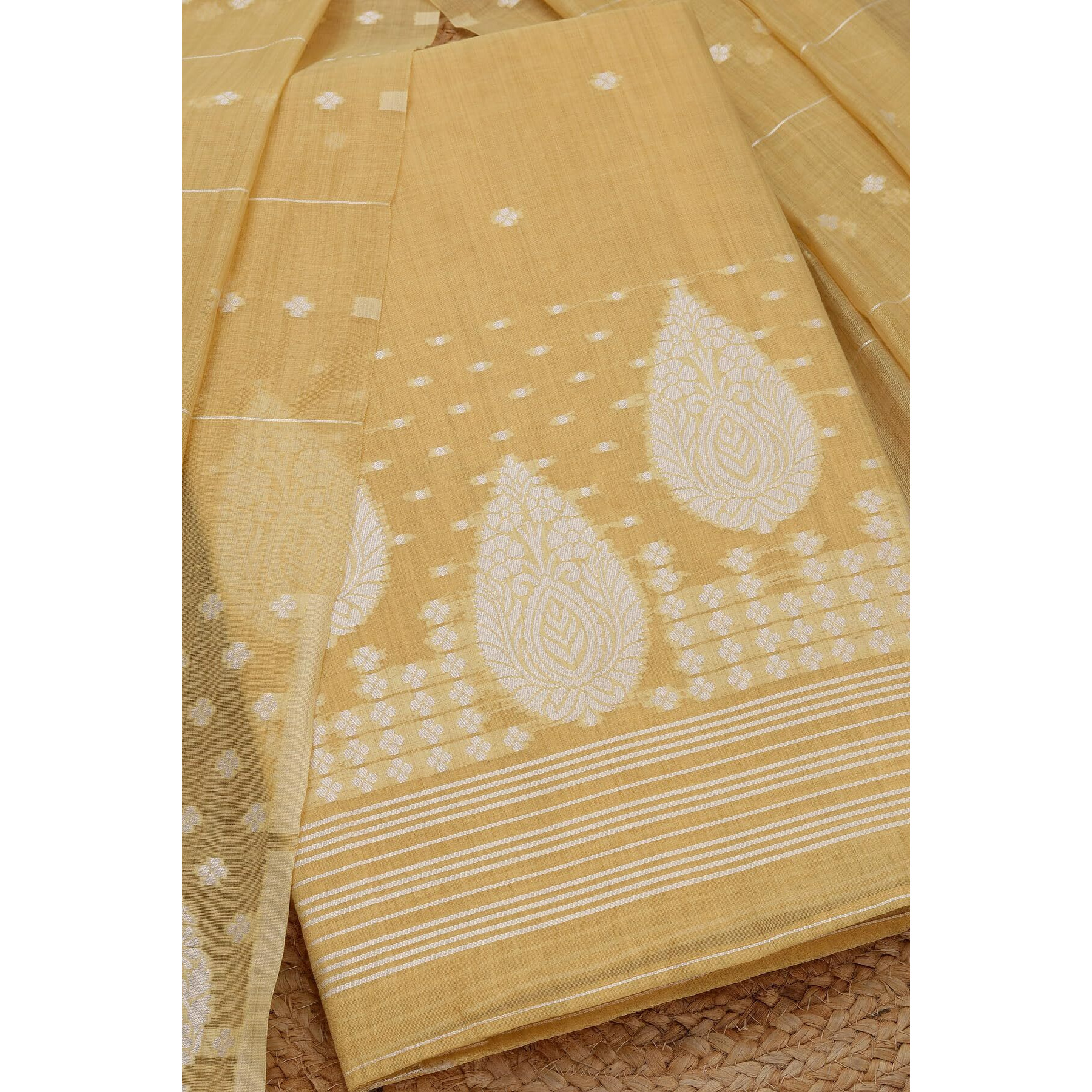 Soch Womens Yellow Chanderi Woven Design Unstitch Dress Material