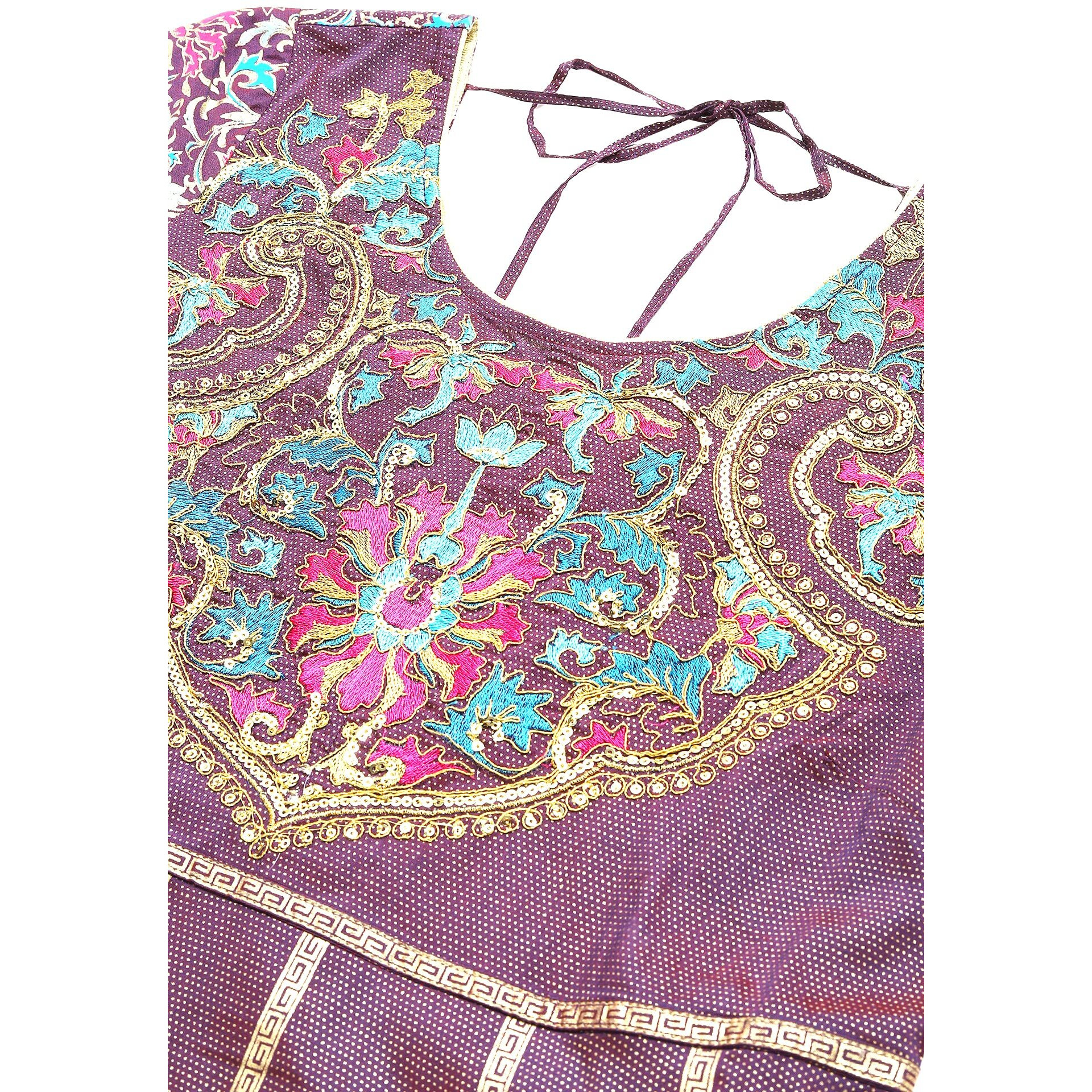 Aurelia Women's Purple Floral Printed A-Line Knee-Length Dress_22Aua13449-504850_L