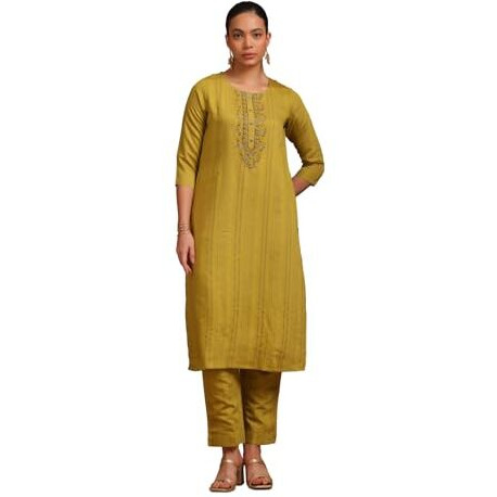 Soch Women's Gadwal Kurta Set (Ews5Ks10690_Olive