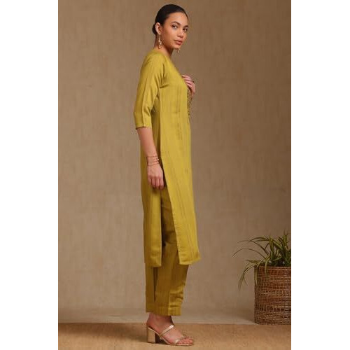 Soch Women's Gadwal Kurta Set (Ews5Ks10690_Olive