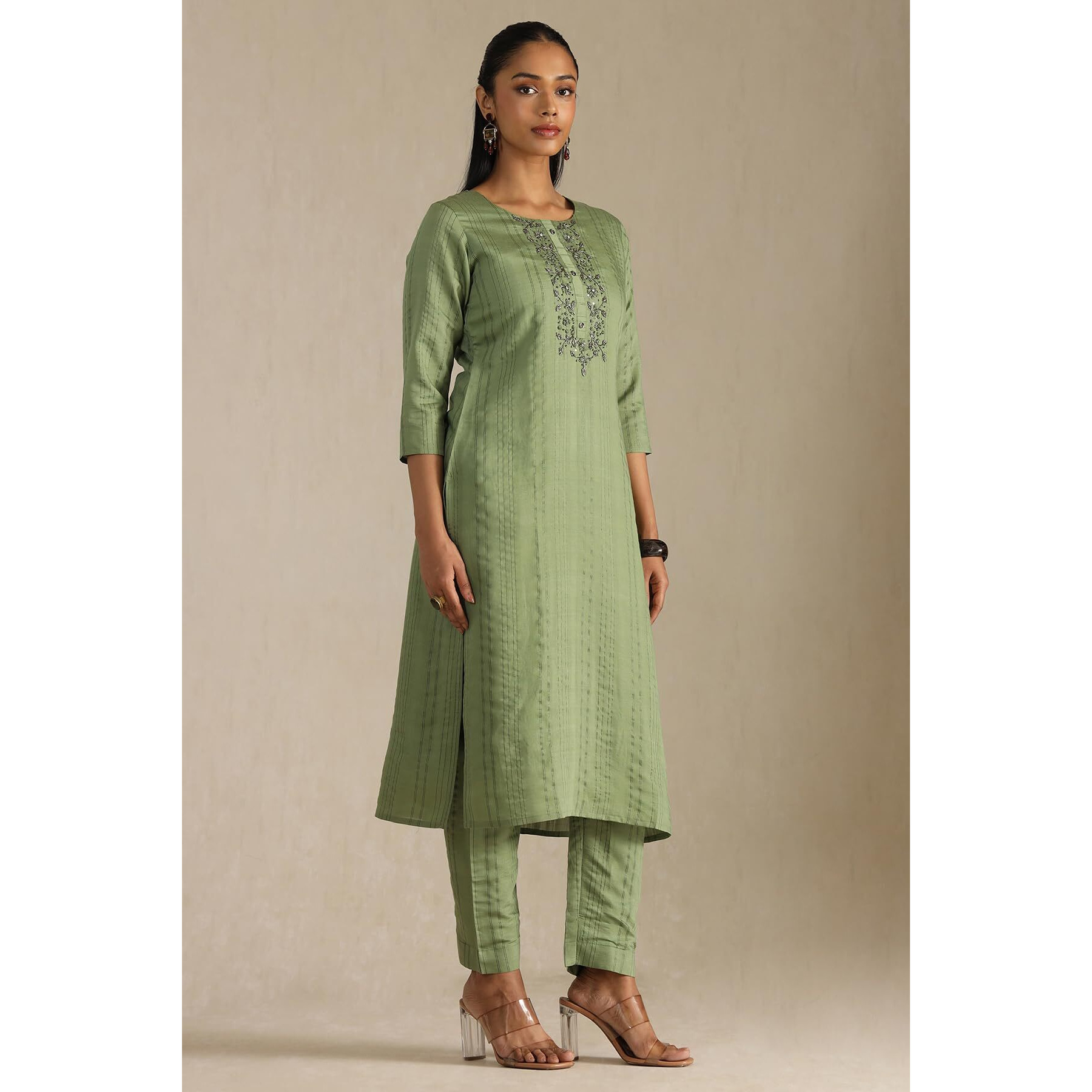Soch Women's Gadwal Kurta Set (Ews5Ks10692_Olive