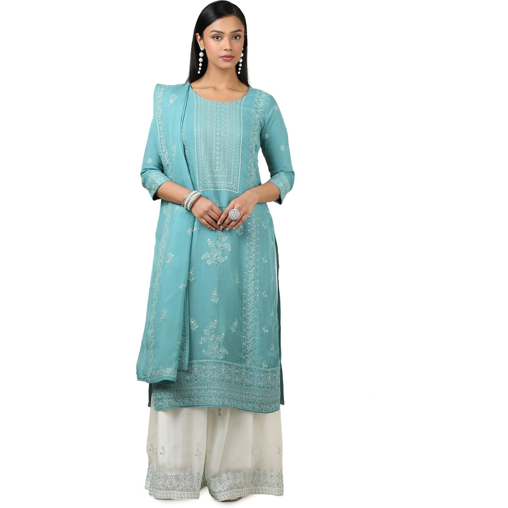 Soch Women's Organza Salwar Suit (Ews5Cd21713_Turquoise Blue